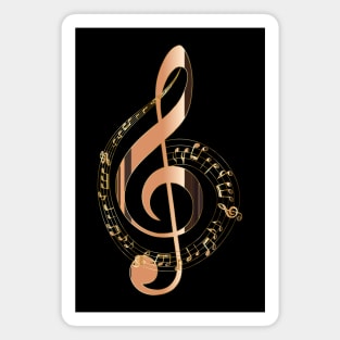 Golden Treble Clef With Music Notes background Magnet